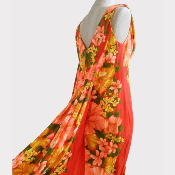 Vtg 60s Hawaiian Togs Floral Print Maxi Dress S - Picture 5 of 6